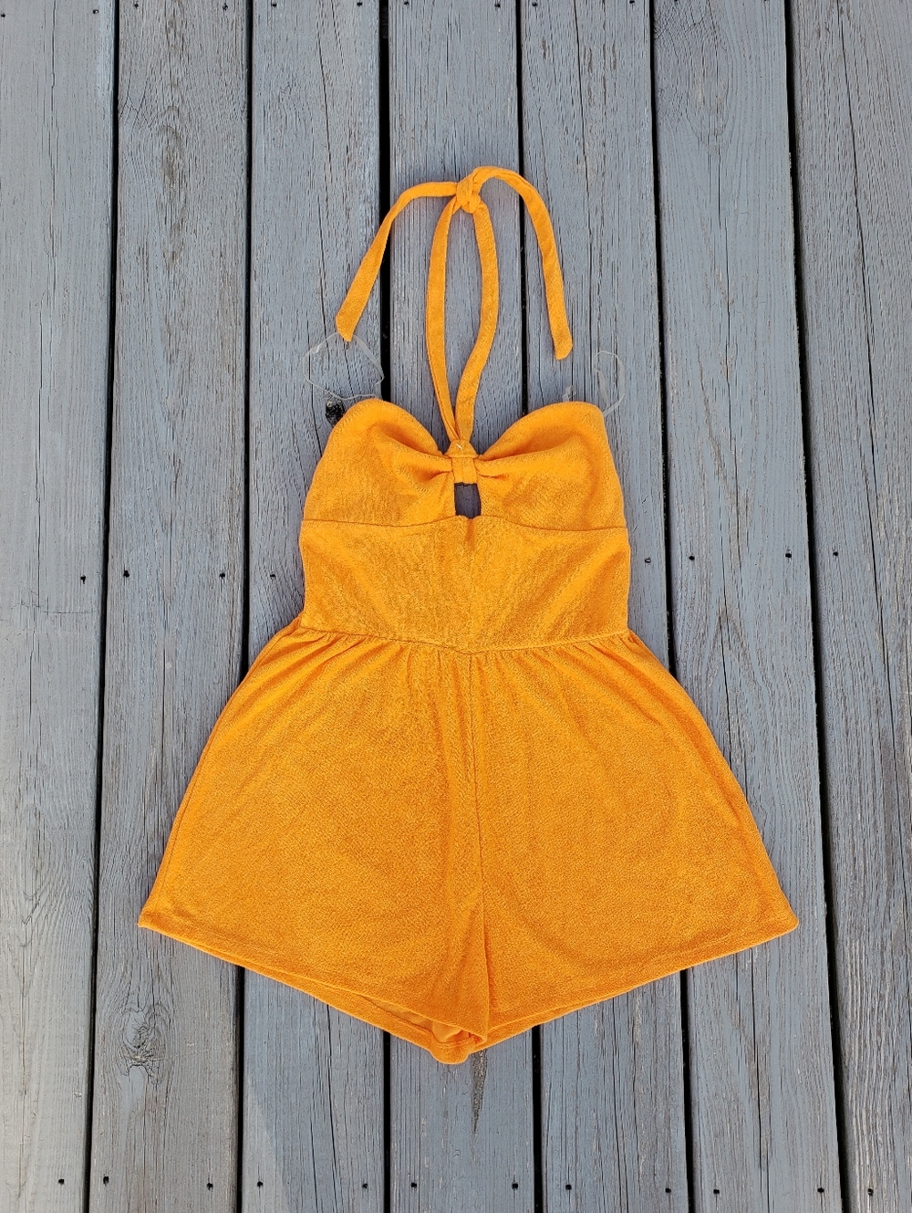 Wild Fable Orange Terry Towel Halter Romper Shorts Size Small